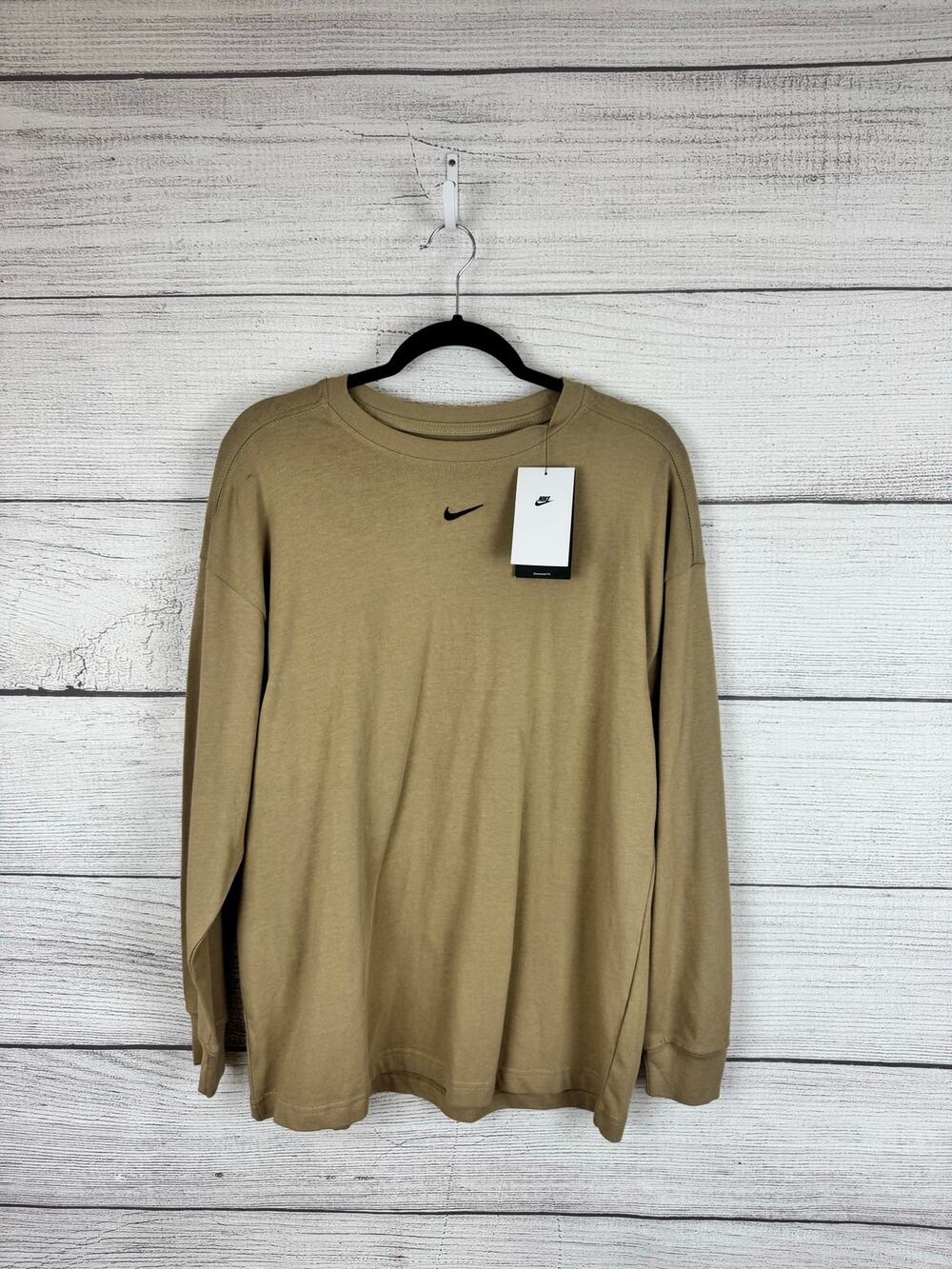 Nike Women's Beige Sportswear Essential Oversized Long Sleeve Tee Size XS